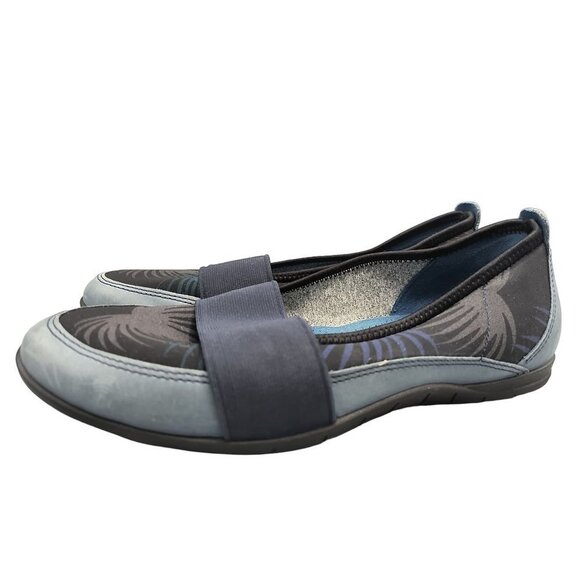 ECCO Bluma Band Womens Denim Blue/Marine Palm Print Ballet Flats Shoes‎ size 6.5 - Picture 3 of 6